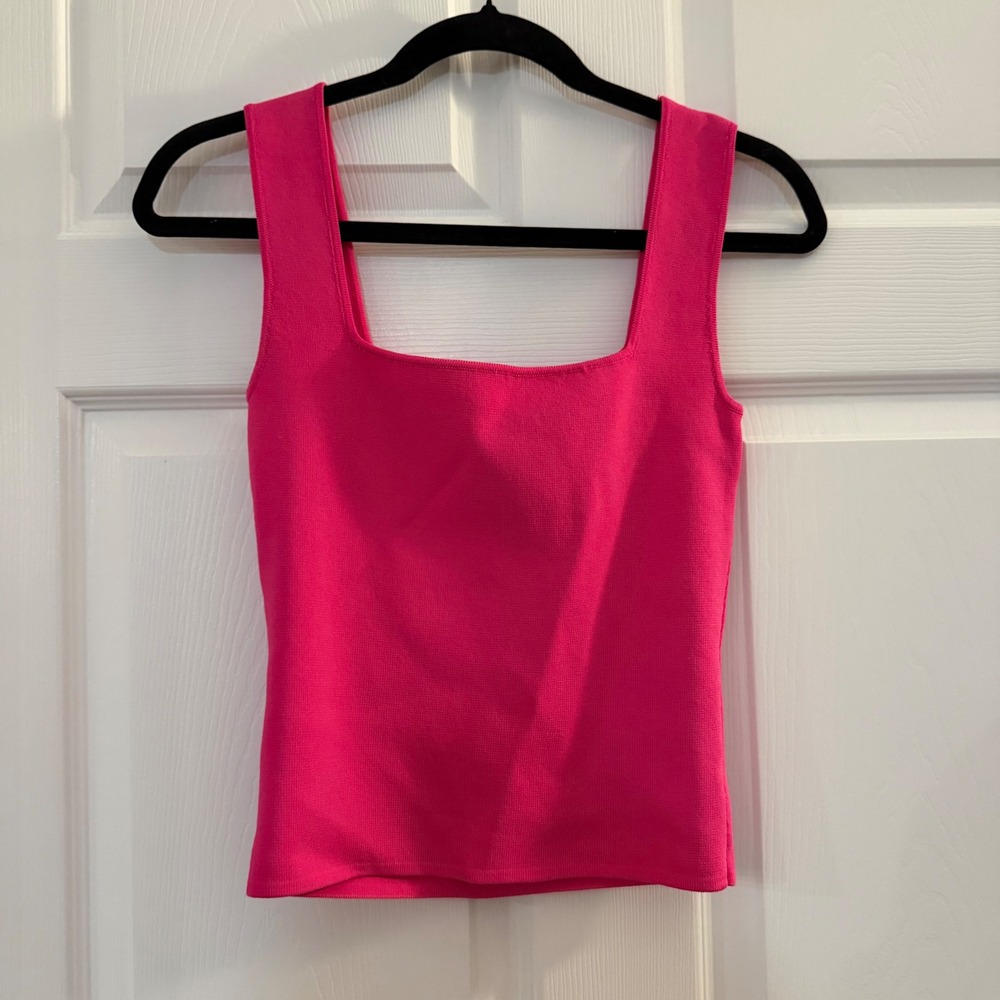 Endless Rose Square Neck Knit Tank Top Pink XS Minimalist Casual Office